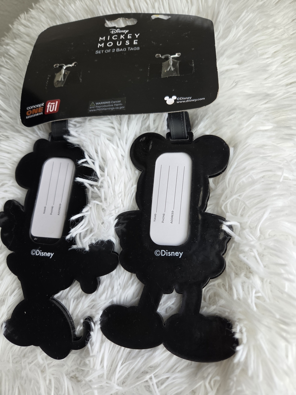 Disney Mickey Mouse Black Luggage Bag Tags - Set of 2